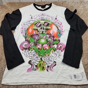 Y2K Long Sleeve Shirt Adult Size XL White Skulls Aces & Eights Brand